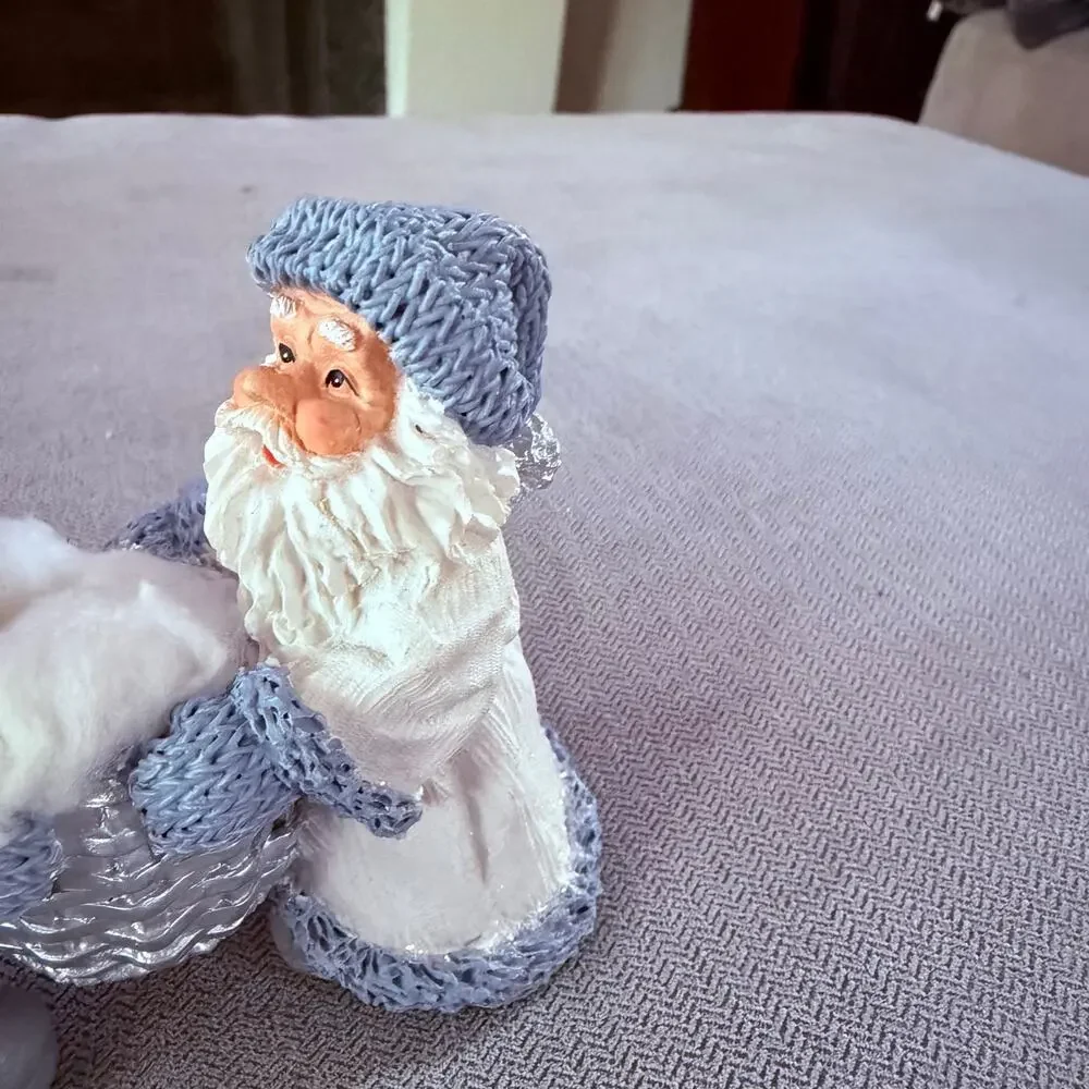 Vintage 1998 Encore Group Santa Snowman Candle Holder Basket Christmas Decor
